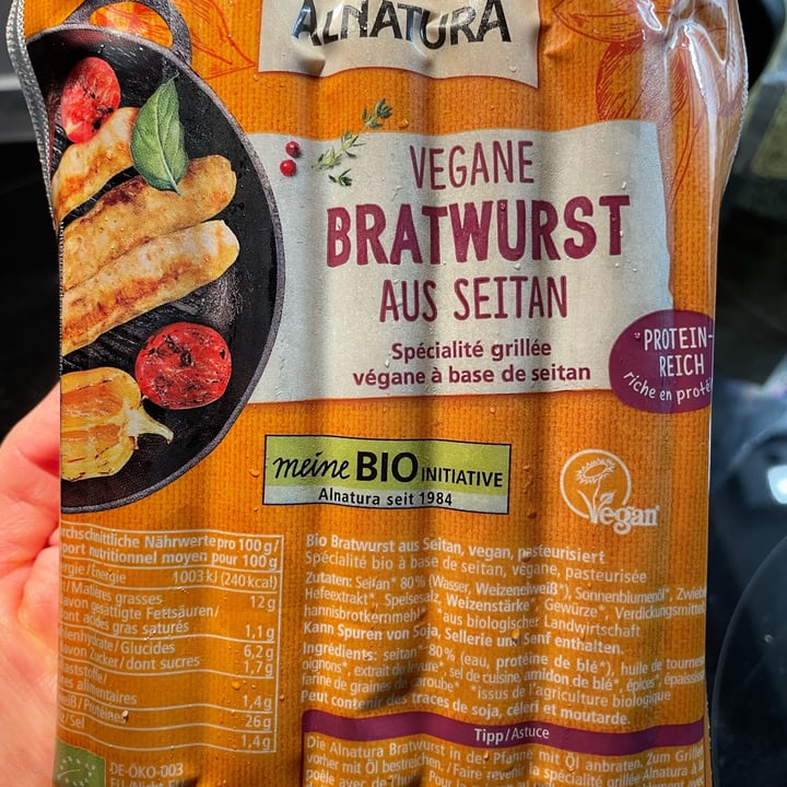 photo of Alnatura vegane Bratwurst aus Seitan shared by @clalopre on  10 Jul 2023 - review