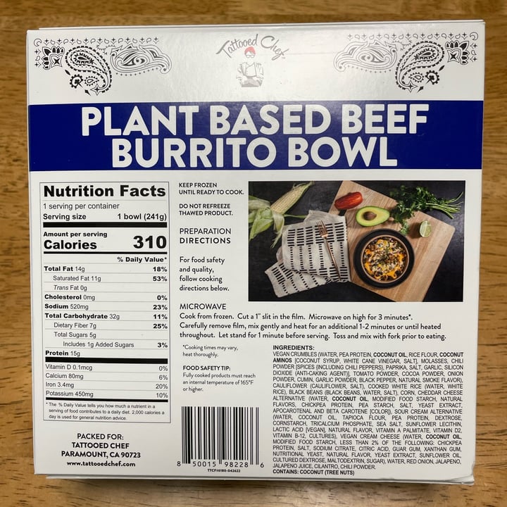 photo of Tattooed Chef Plant Based Beef Burrito Bowl shared by @paws-and-paths on  31 Jul 2023 - review