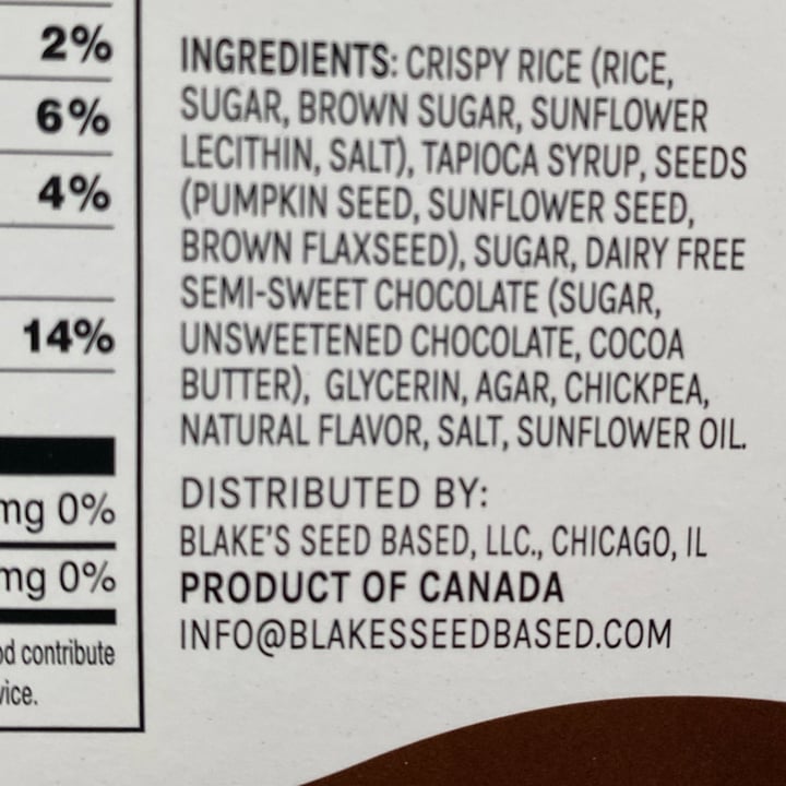photo of Blake’s Seed-Based Chocolate chip rice crispy treat shared by @knorthway on  04 Jan 2023 - review