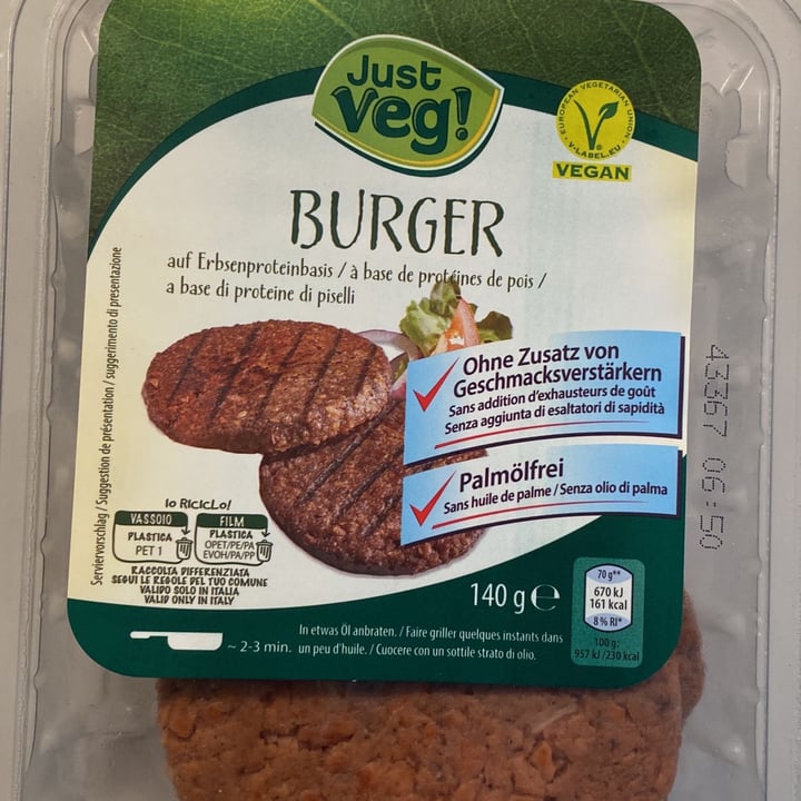 photo of Just Veg! (ALDI Italy) Burger a base di proteine di piselli shared by @akire197 on  14 Mar 2023 - review