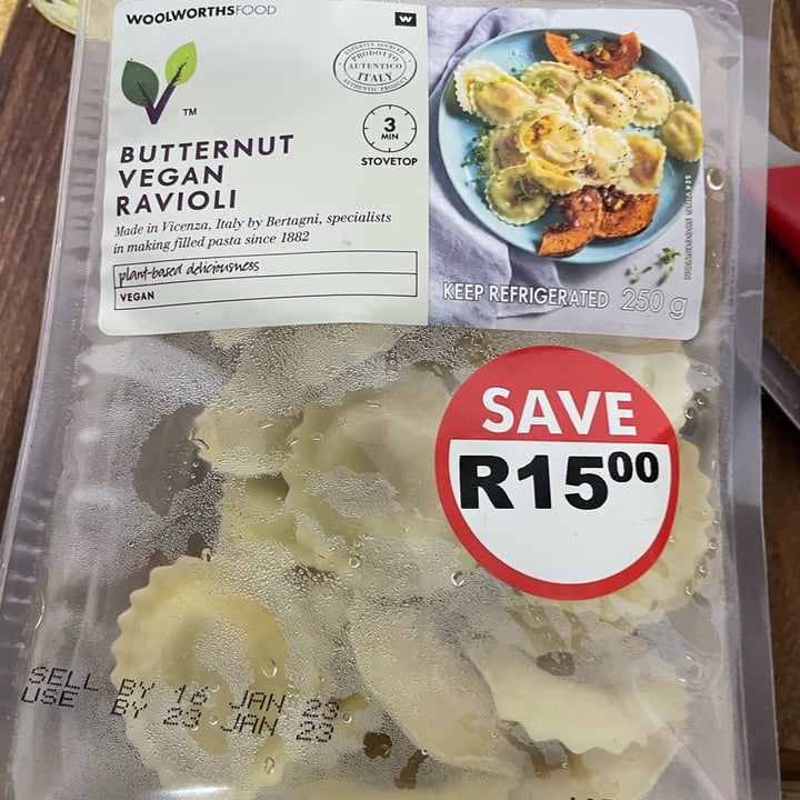 photo of Woolworths Food Butternut vegan ravioli shared by @pigsnpaws on  25 Dec 2022 - review