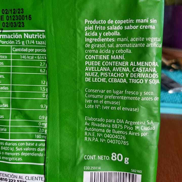 photo of Dia% Mani Frito sabor Crema y Cebolla shared by @luciana1984 on  17 May 2023 - review