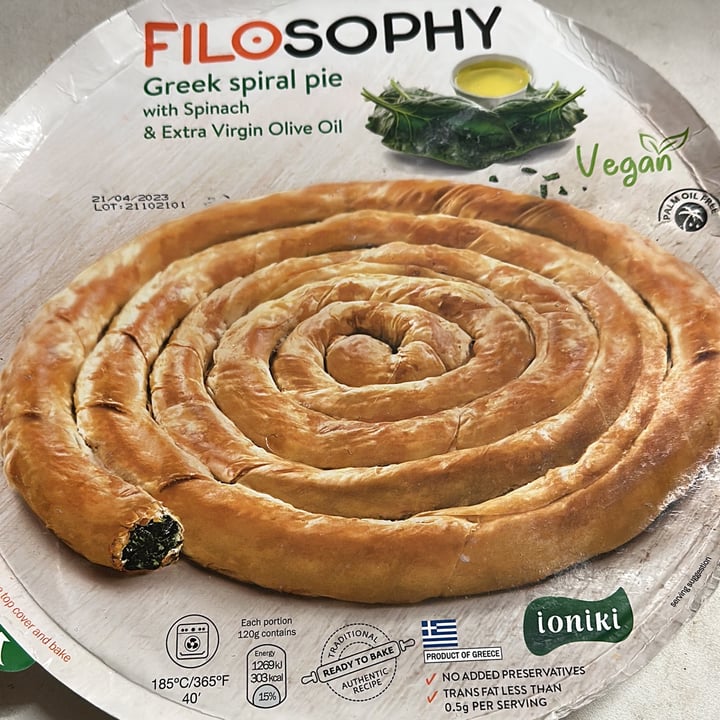 photo of Filosophy Greek spiral pie with Spinach & Extra Virgin Olive Oil shared by @nicolerenou on  15 Jun 2023 - review