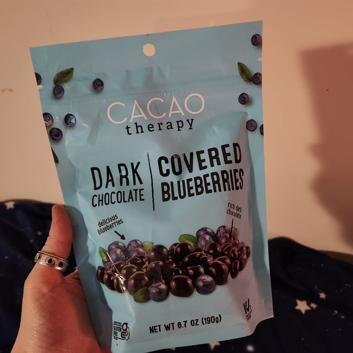 photo of cacao therapy dark chocolate covered blueberries shared by @theveganwitch13 on  26 Feb 2023 - review