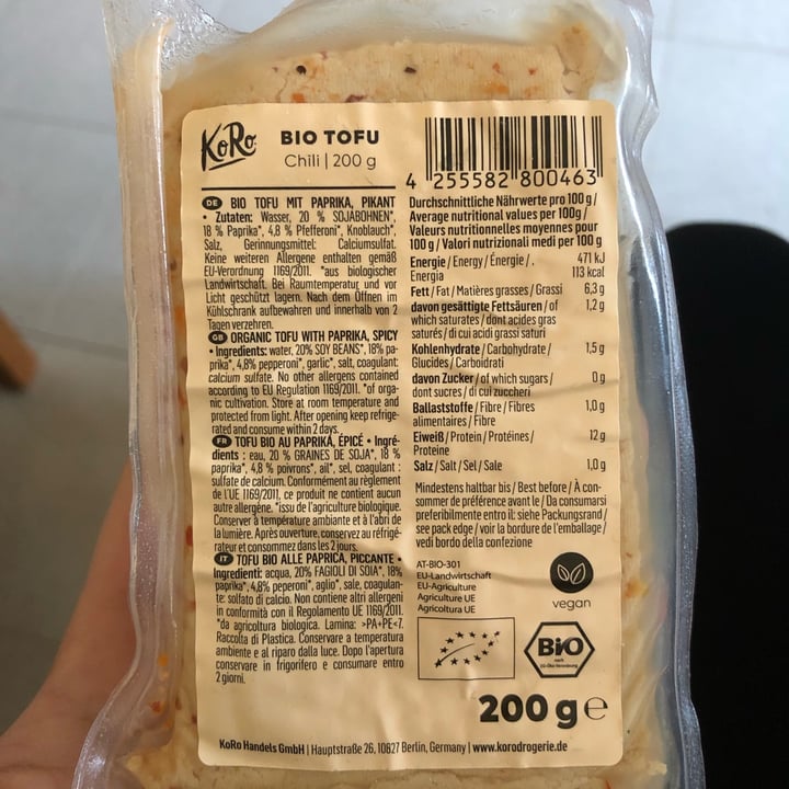photo of Koro bio tofu chili shared by @teresacarratelli on  04 Jan 2023 - review