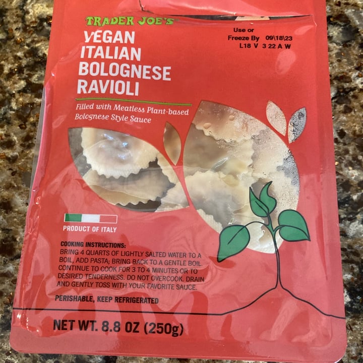 photo of Trader Joe's Vegan Italian Bolognese Ravioli shared by @traceyk on  04 Aug 2023 - review