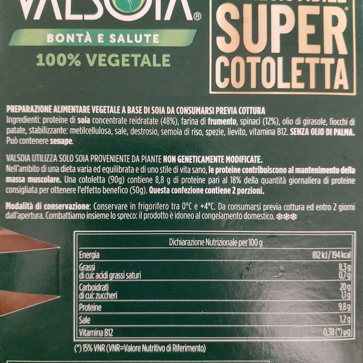 photo of Valsoia L’irresistibile Super Cotoletta con Spinaci shared by @gemmaviva on  06 Jan 2023 - review