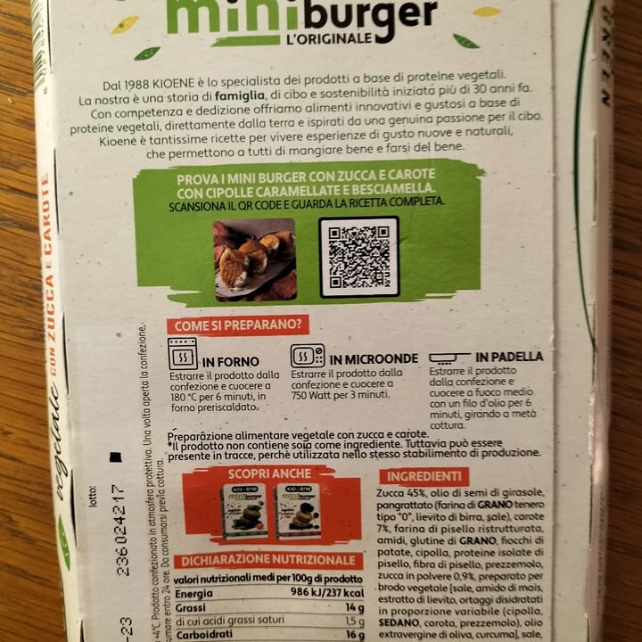 photo of Kioene mini burger carota e zucca shared by @filippo45 on  01 Feb 2023 - review