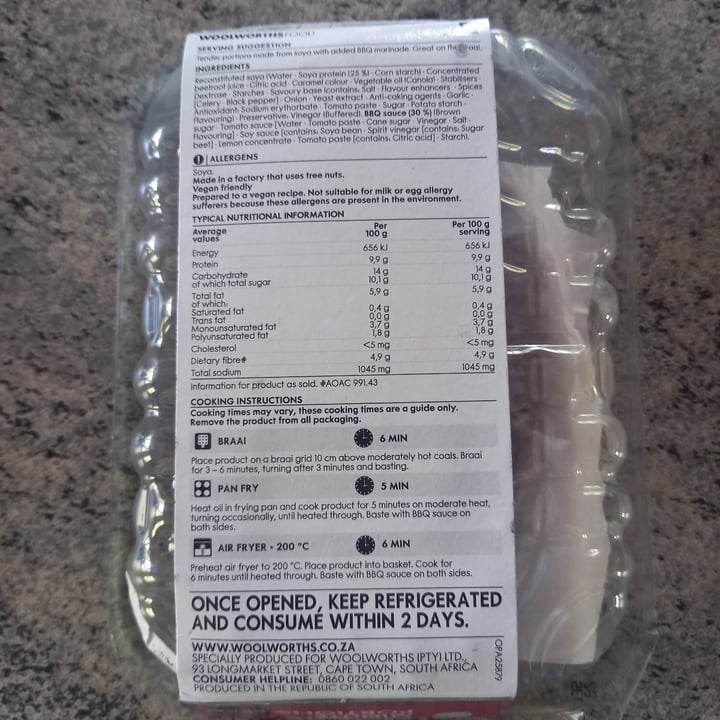 photo of Woolworths Food PlantLove BBQ Soya Minute Portions shared by @colleenc on  26 Feb 2023 - review