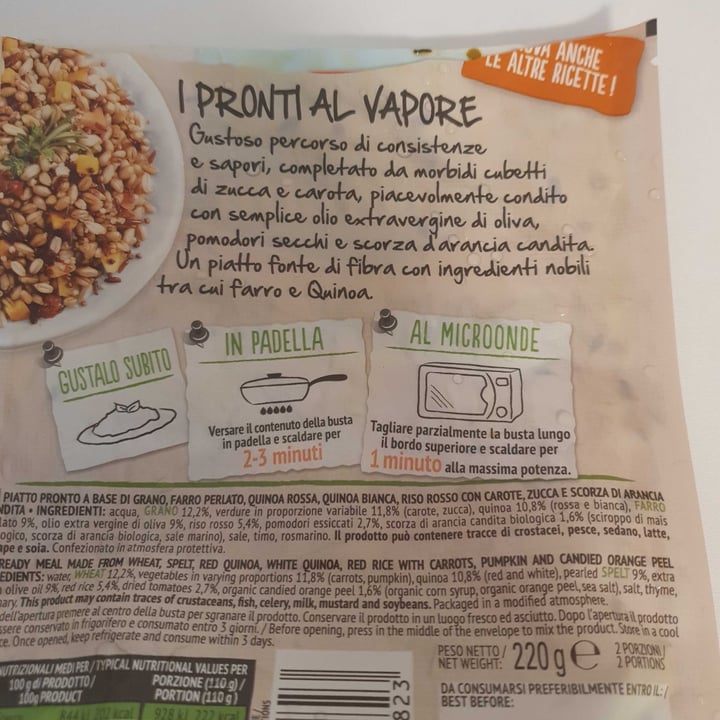 photo of valfrutta i pronti al vapore I Pronti Al Vapore 5 Cereali Carote Zucca E Scorza D'arancia shared by @momipeterpan on  20 Feb 2023 - review