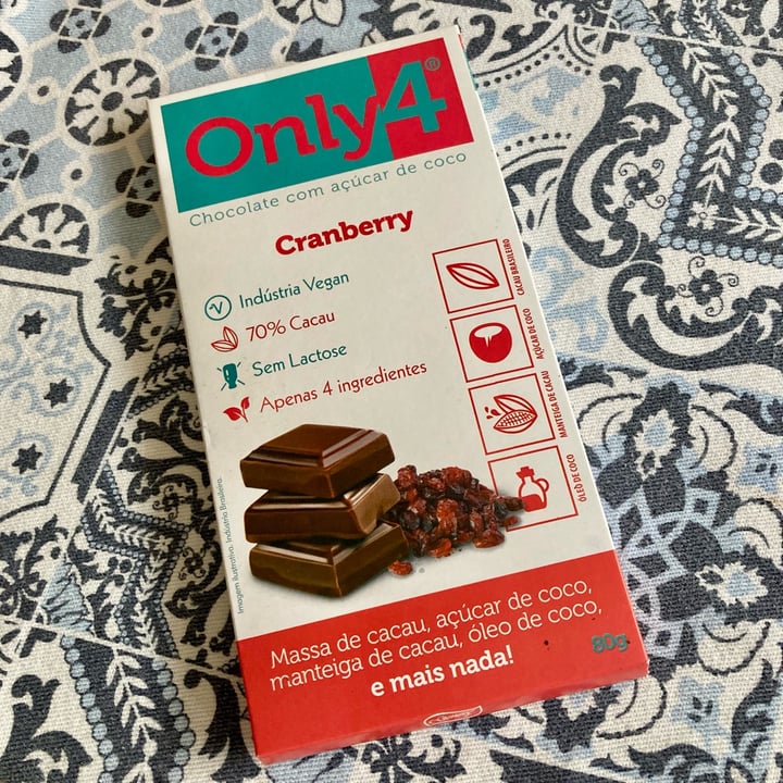 photo of Only4 Chocolate 70% com açúcar de coco e cranberry shared by @asiayportia on  01 Feb 2023 - review