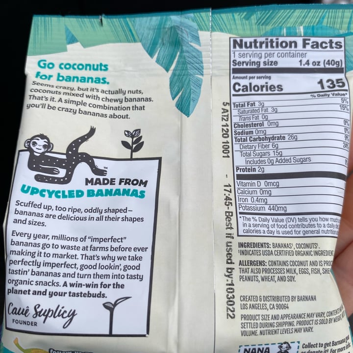 photo of Barnana Coconut Organic Chewy Banana Bites shared by @xtal on  07 May 2023 - review