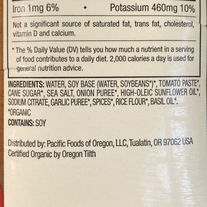 photo of Pacific Foods Organic Creamy Tomato Basil Soup shared by @taysavage on  25 Jul 2023 - review