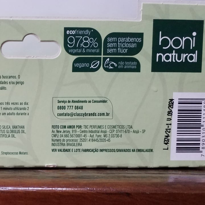 photo of Boni natural creme dental com óleos naturais menta e melaleuca shared by @taniasantana on  16 Feb 2023 - review