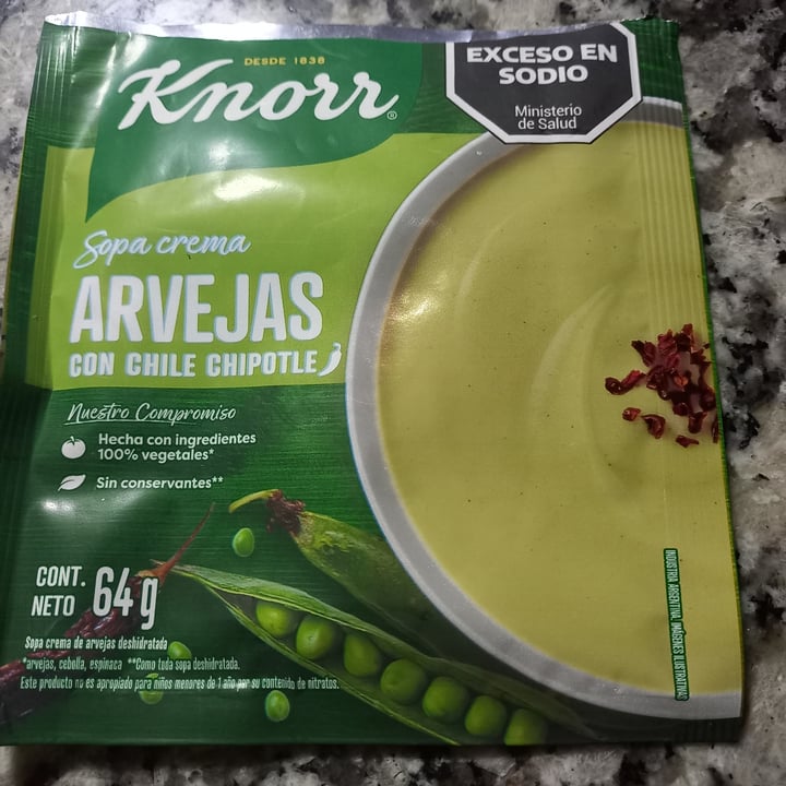 photo of Knorr Sopa Crema de Arvejas con Chile Chipotle shared by @mavipesoa on  09 Jun 2023 - review