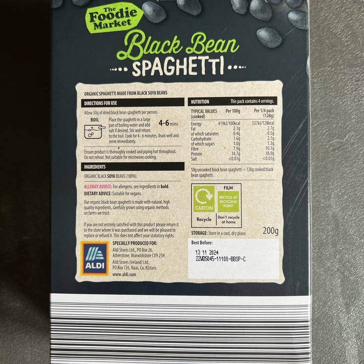 photo of ALDI Black Bean Spaghetti shared by @garyonlinecoach on  13 Mar 2023 - review
