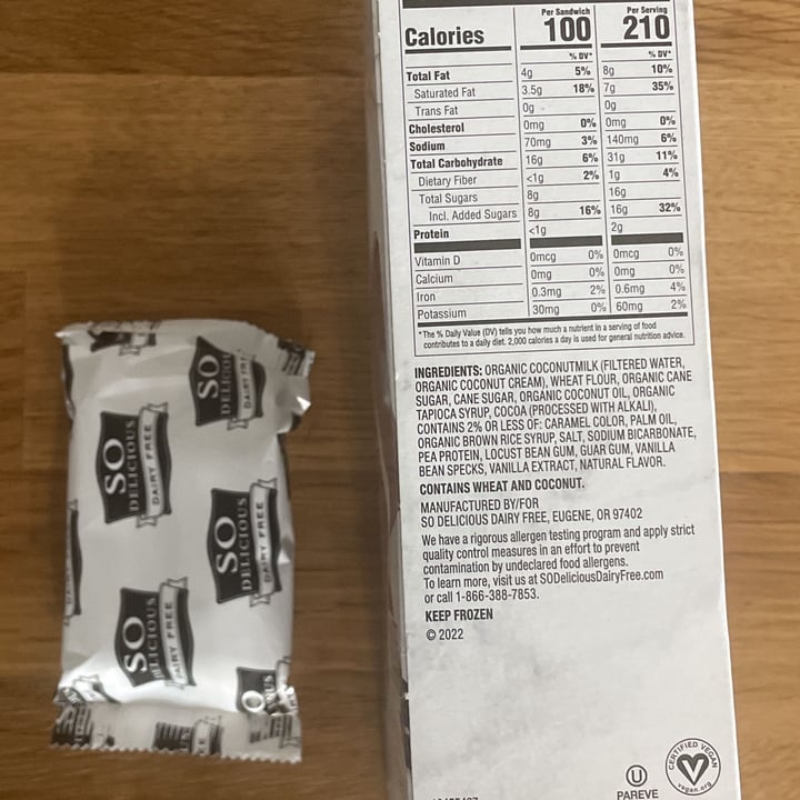 photo of So Delicious Dairy Free Ice cream sandwiches shared by @thatchels on  28 Feb 2023 - review