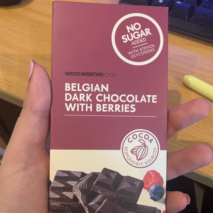 photo of Woolworths Food Belgian Dark Chocolate with Berries shared by @peppadew on  01 May 2023 - review