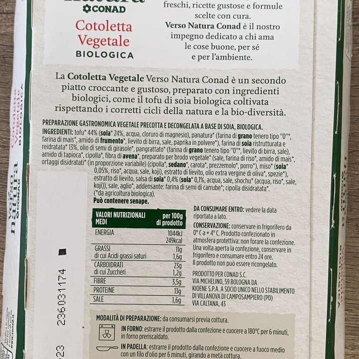 photo of Verso Natura Conad Veg Cotoletta Vegetale Biologica shared by @anninary on  17 May 2023 - review