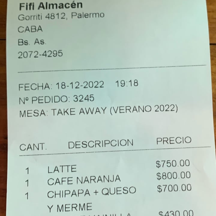 photo of Fifi Almacén Chipá de papa vegano shared by @sechague on  23 Dec 2022 - review