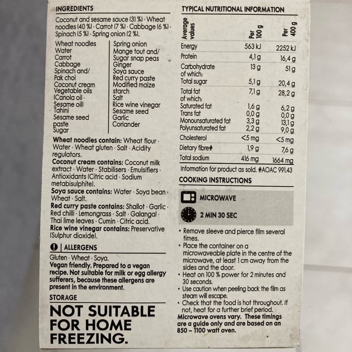 photo of Woolworths Food Coconut and Sesame Vegetable Noodle shared by @catherinews on  20 Mar 2023 - review