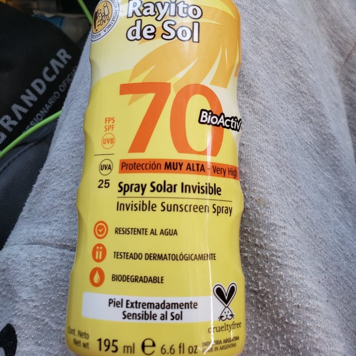 photo of Rayito de Sol Spray Solar Invisible Factor 70 BioActiv shared by @96josefinaherlein on  22 Dec 2022 - review