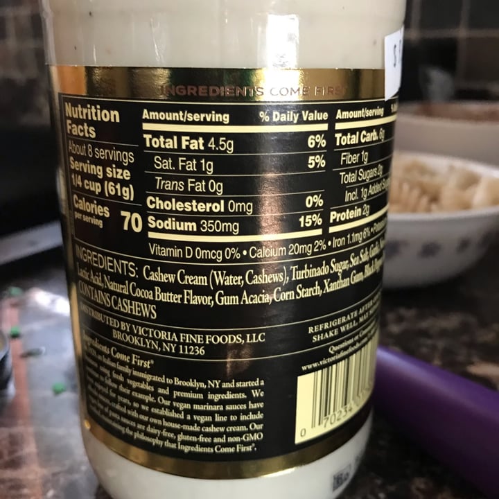 photo of Victoria Vegan Alfredo Sauce shared by @thesarcasticsprout on  31 Jan 2023 - review