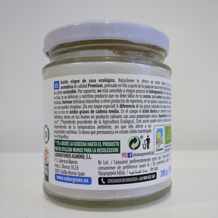 photo of NATUR GREEN Aceite De Coco Virgen Extra shared by @troosti on  08 Jan 2023 - review