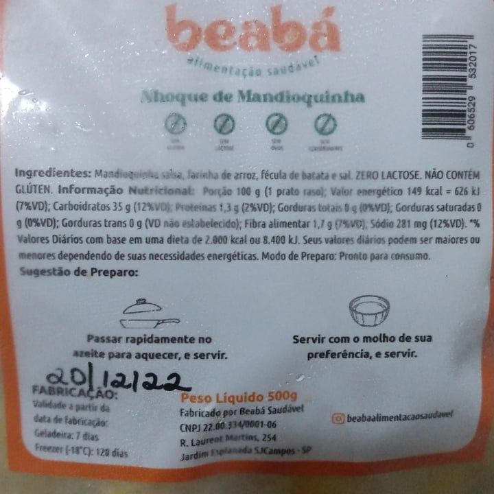 photo of Beaba saudável Nhoque De Mandioquinha shared by @geraldorosa on  06 Apr 2023 - review