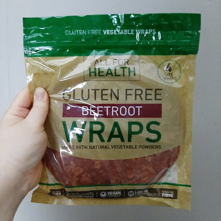 photo of All for Health Gluten Free Beetroot Wraps shared by @josiearmadillo on  29 Apr 2023 - review