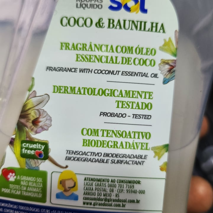 photo of Girando Sol Lava roupas líquido coco shared by @anaribeiro1705 on  31 Jul 2023 - review