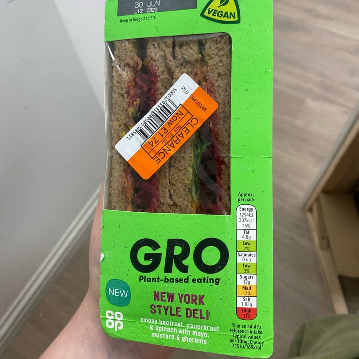 photo of GRO New York Style Deli Sandwich shared by @meganthevegetable on  03 Jul 2023 - review