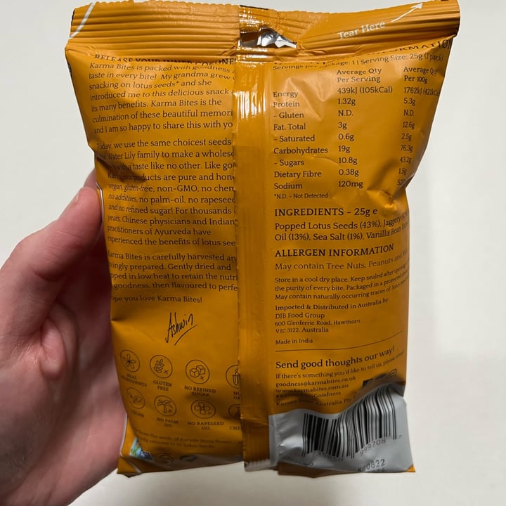 photo of Karma Bites Popped lotus seed caramel shared by @jess-m-wright on  28 Jul 2023 - review