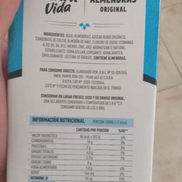 photo of Pampa Vida Leche de Almendras Original shared by @melinamelinacc on  22 Feb 2023 - review