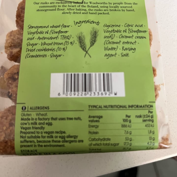 photo of Woolworths Food Digestive Bran Cranberry Rusk shared by @melveegan on  06 Jun 2023 - review