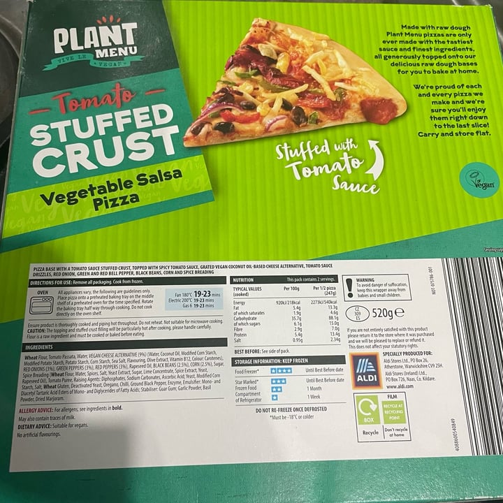 photo of Plant Menu Tomato Stuffed Crust Vegetable Salsa Pizza shared by @olivejuice on  22 Jan 2023 - review