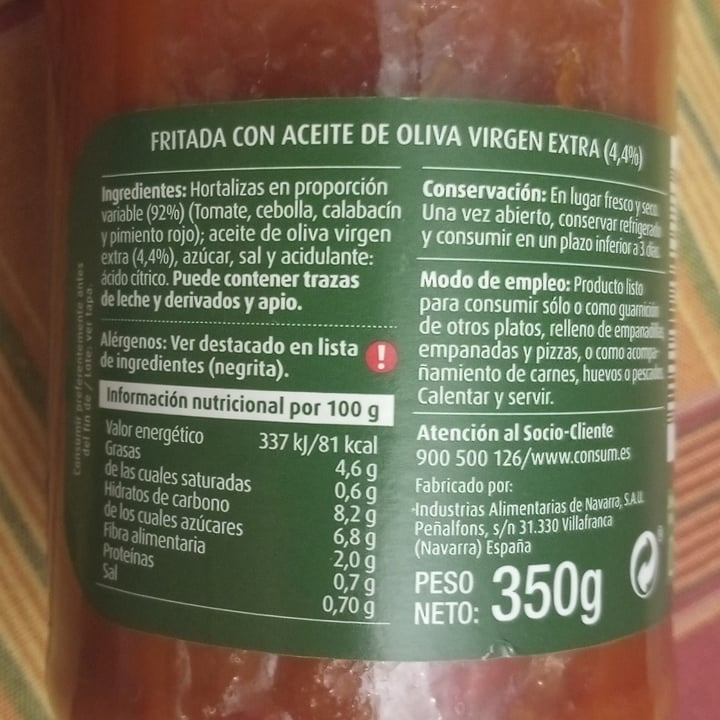 photo of Consum fritada de verduras shared by @titoherbito on  02 Aug 2023 - review