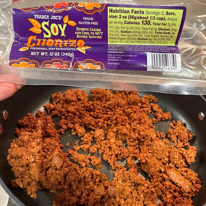 photo of Trader Joe's Soy Chorizo shared by @berryveganplanet on  14 Jun 2023 - review