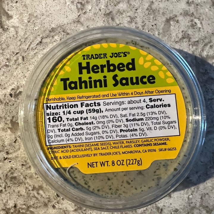 photo of Trader Joe's Herbed tahini sauce shared by @danielsweeney on  16 Jan 2023 - review
