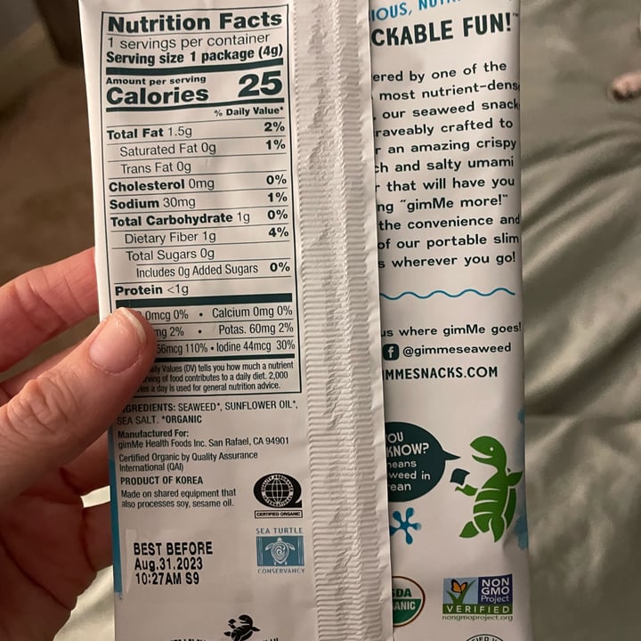 photo of Gimme seaweed snacks shared by @embanks26 on  17 Jan 2023 - review
