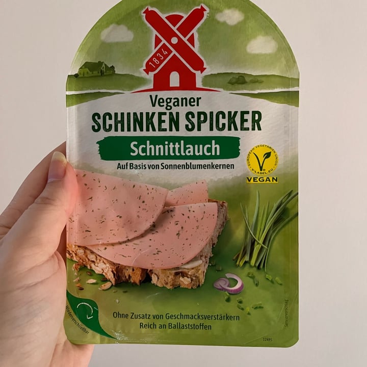 photo of Rügenwalder Mühle Veganer Schinken Spicker Mit Schnittlauch shared by @vanedn on  30 Jul 2023 - review