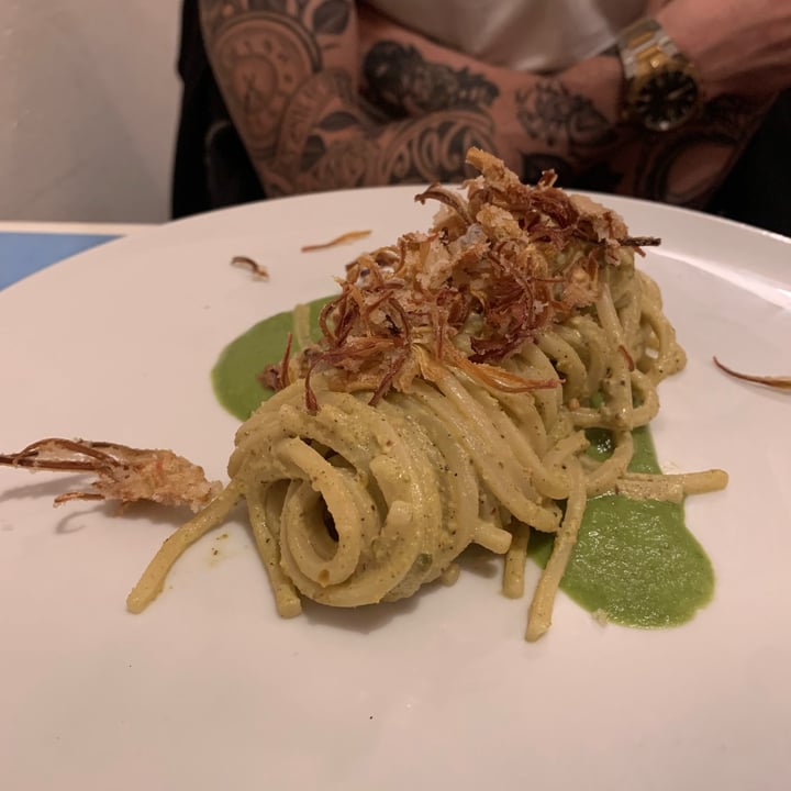 photo of Ristorante La Casina di Alice spaghetti al pistacchio e carciofi fritti shared by @noexos on  18 Jul 2023 - review