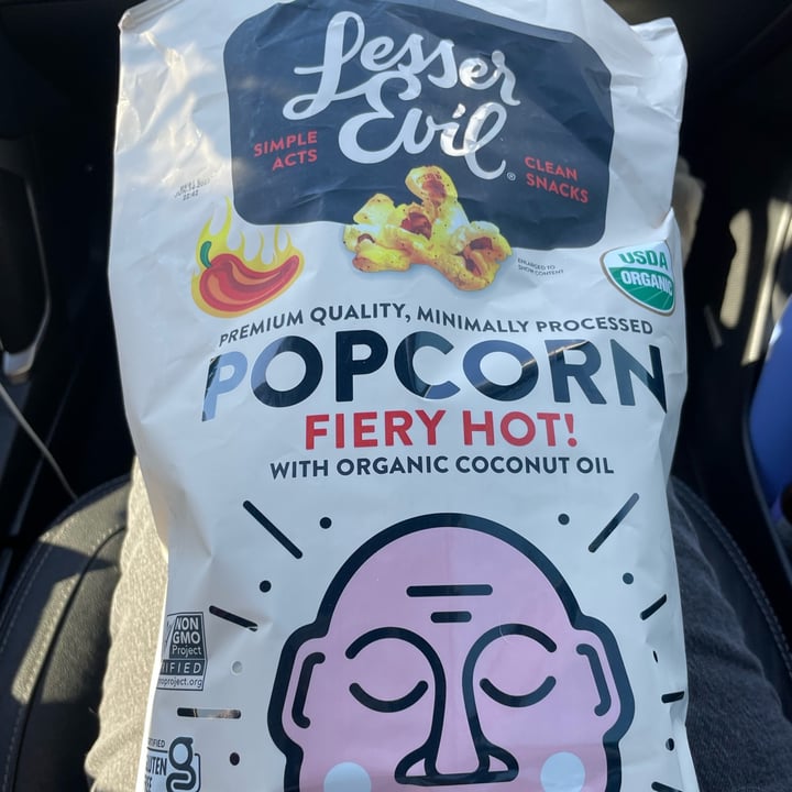 photo of Lesser Evil Snacks popcorn fiery hot shared by @drs on  24 Dec 2022 - review
