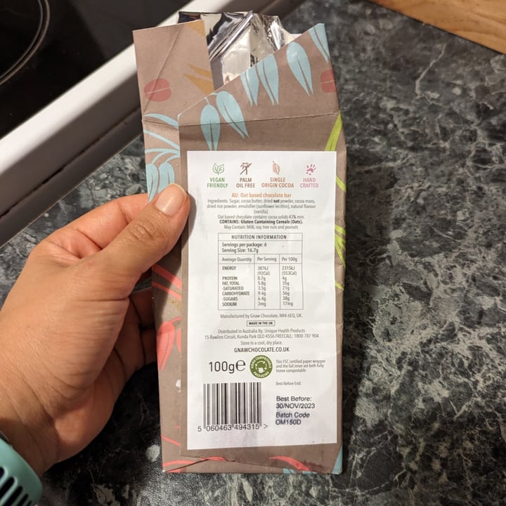 photo of Gnaw Oat Mylk Chocolate shared by @alynereis on  24 Jan 2023 - review