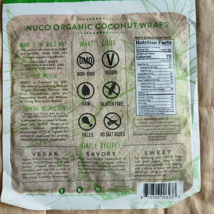 photo of Nuco Organic Coconut Wraps shared by @littleredmushroom on  05 Aug 2023 - review