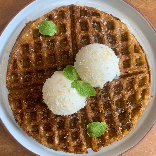 Photo of the dish “Coconut Pandan Waffle”