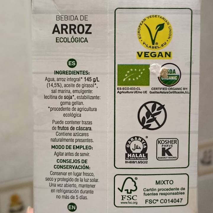 photo of Soria Natural bebida arroz ecológico shared by @leiremarcs on  29 Apr 2023 - review
