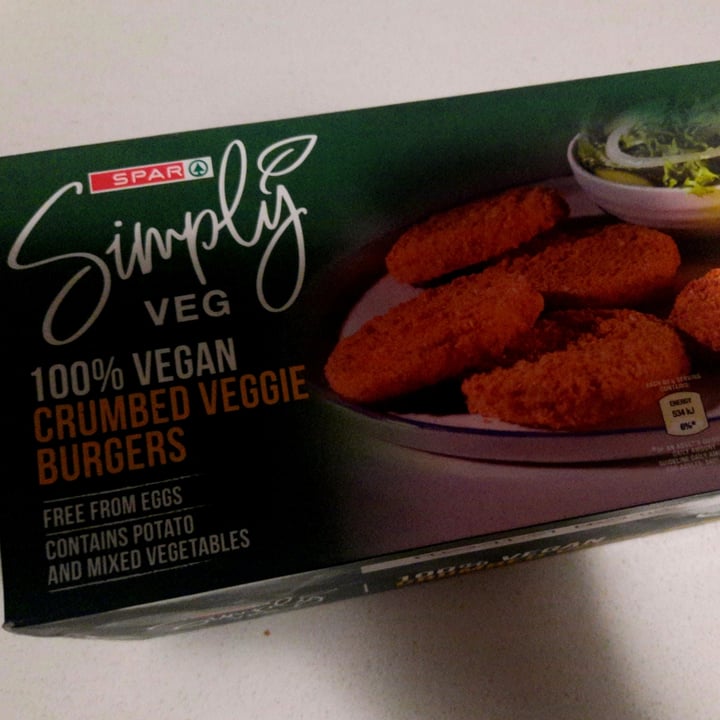photo of Spar 100% Vegan Crumbed Veggie Burgers shared by @dj-ives on  21 Dec 2022 - review
