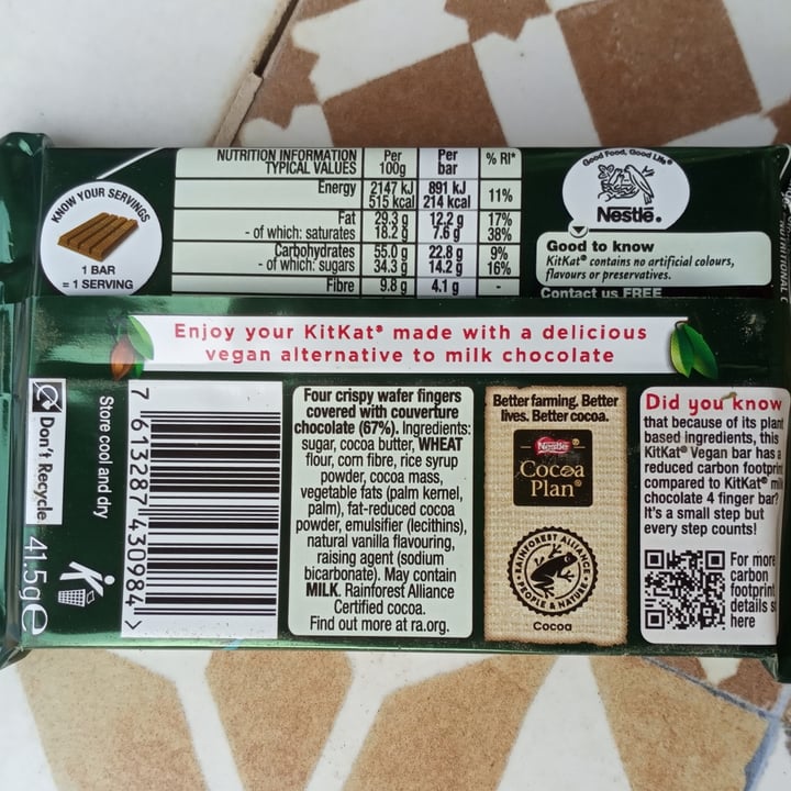 photo of Nestlé Kitkat Vegan shared by @titoherbito on  31 May 2023 - review