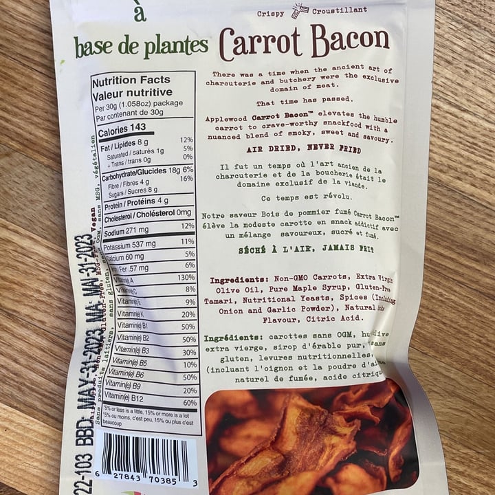 photo of Carrot bacon Applewood Plant-Based Jerkey shared by @billofthewild on  15 Jan 2023 - review